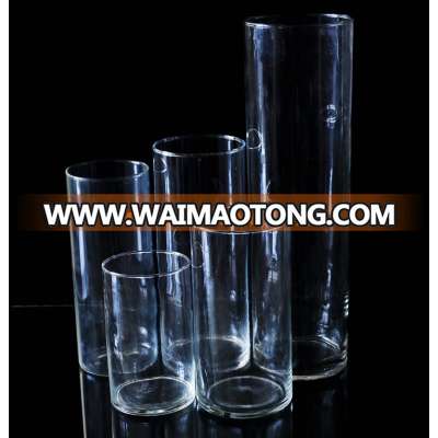 hotsale clear tall slim cylinder flower glass vases for wedding centerpiece