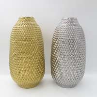 Huifa Luxury Porcelain Pearl Dot Design Ceramic Vase  Gold Color Vase Home Flower Vase