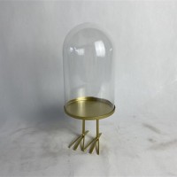 glass home decor of transparent glass dome with metal base