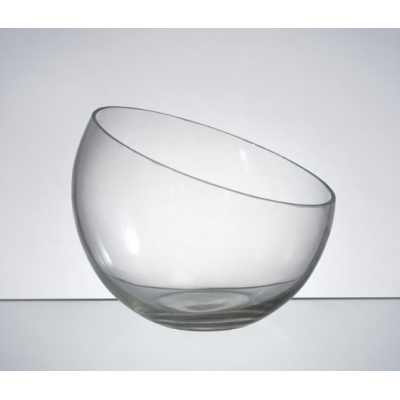 tall clear oval semicircle glass bowl for decor