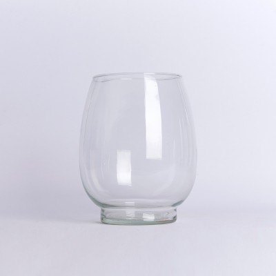 oval shaped large blown clear glass vase wholesale