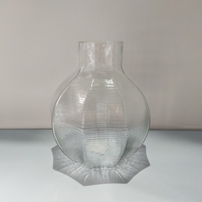 glass home decor of transparent round glass vase with small open